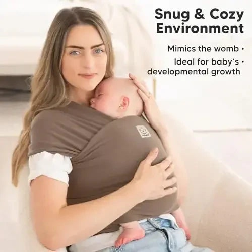 KeaBabies Baby Wrap Carrier - All in 1 Original Baby Carrier Newborn to Toddler Sling, Easy to Wear, Hands Free Bonding, Lightweight, Breathable Infant Wraps (Saddle Brown) - 5