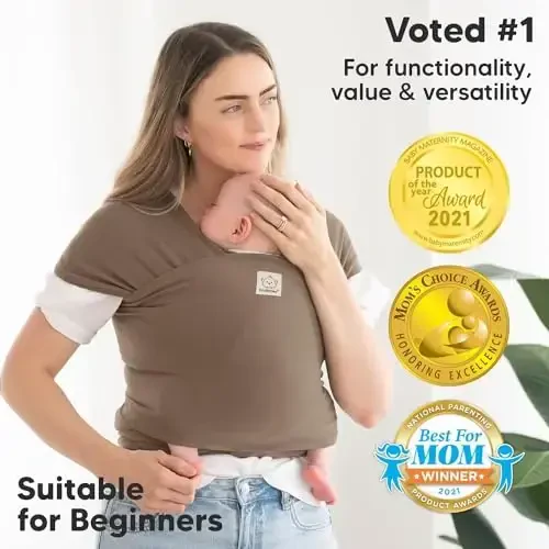 KeaBabies Baby Wrap Carrier - All in 1 Original Baby Carrier Newborn to Toddler Sling, Easy to Wear, Hands Free Bonding, Lightweight, Breathable Infant Wraps (Saddle Brown) - 3
