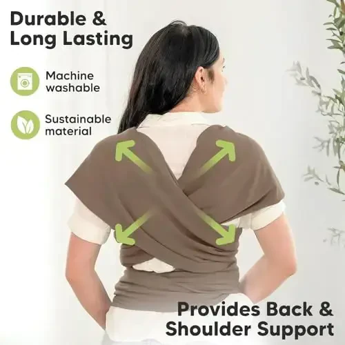 KeaBabies Baby Wrap Carrier - All in 1 Original Baby Carrier Newborn to Toddler Sling, Easy to Wear, Hands Free Bonding, Lightweight, Breathable Infant Wraps (Saddle Brown) - 4