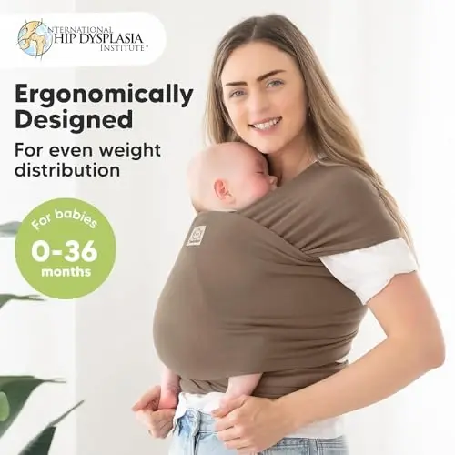 KeaBabies Baby Wrap Carrier - All in 1 Original Baby Carrier Newborn to Toddler Sling, Easy to Wear, Hands Free Bonding, Lightweight, Breathable Infant Wraps (Saddle Brown) - KEABABIES (1)
