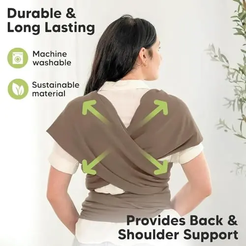 KeaBabies Baby Wrap Carrier - All in 1 Original Baby Carrier Newborn to Toddler Sling, Easy to Wear, Hands Free Bonding, Lightweight, Breathable Infant Wraps (Saddle Brown) - 4