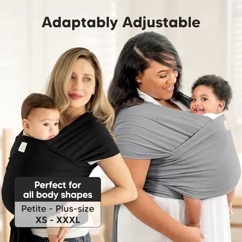 KeaBabies Baby Wrap Carrier - All in 1 Original Baby Carrier Newborn to Toddler Sling, Easy to Wear, Hands Free Bonding, Lightweight, Breathable Infant Wraps (Trendy Black) - 4