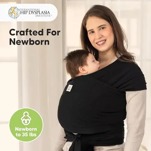 KeaBabies Baby Wrap Carrier - All in 1 Original Baby Carrier Newborn to Toddler Sling, Easy to Wear, Hands Free Bonding, Lightweight, Breathable Infant Wraps (Trendy Black) - 2