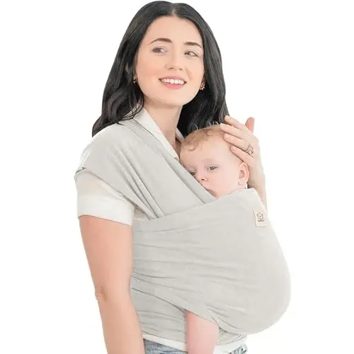 KeaBabies Baby Wrap Carrier - All in 1 Original Baby Carrier Newborn to Toddler Sling, Easy to Wear, Hands Free Bonding, Lightweight, Breathable Infant Wraps (Rhino Gray) 