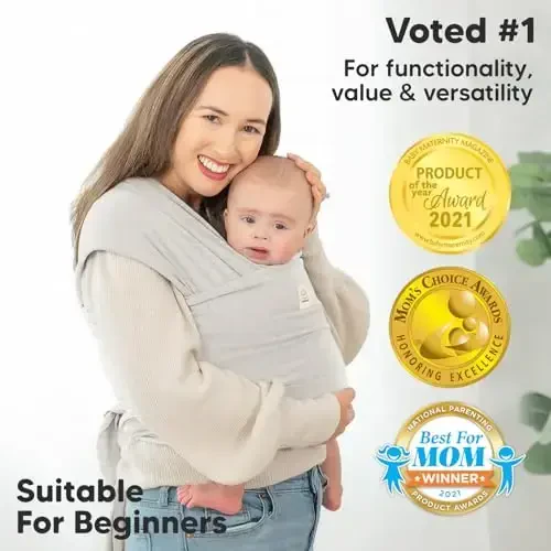 KeaBabies Baby Wrap Carrier - All in 1 Original Baby Carrier Newborn to Toddler Sling, Easy to Wear, Hands Free Bonding, Lightweight, Breathable Infant Wraps (Rhino Gray) - 3
