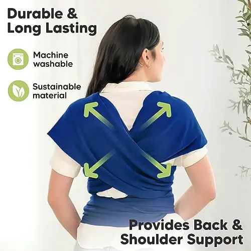 KeaBabies Baby Wrap Carrier - All in 1 Original Baby Carrier Newborn to Toddler Sling, Easy to Wear, Hands Free Bonding, Lightweight, Breathable Infant Wraps (Cobalt Blue) - 4