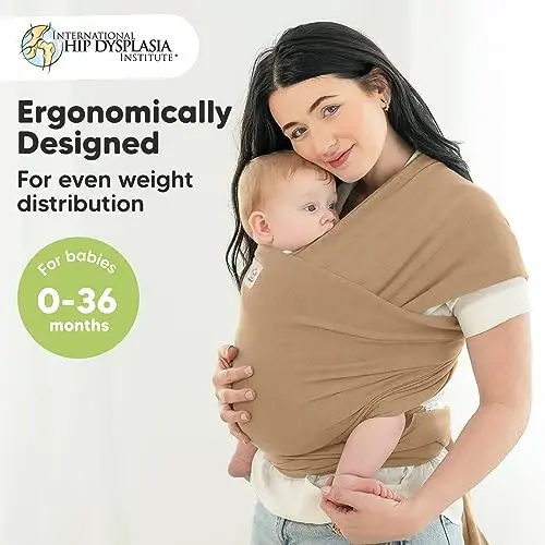 KeaBabies Baby Wrap Carrier - All in 1 Original Baby Carrier Newborn to Toddler Sling, Easy to Wear, Hands Free Bonding, Lightweight, Breathable Infant Wraps (Warm Hearth) 