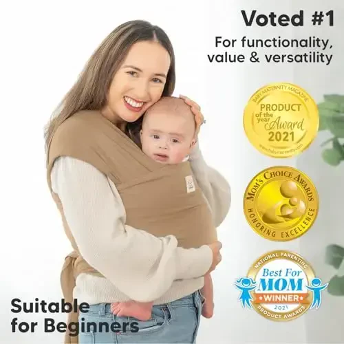 KeaBabies Baby Wrap Carrier - All in 1 Original Baby Carrier Newborn to Toddler Sling, Easy to Wear, Hands Free Bonding, Lightweight, Breathable Infant Wraps (Warm Hearth) - 1