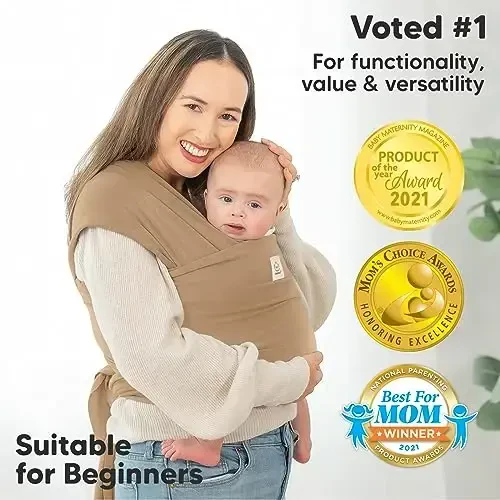 KeaBabies Baby Wrap Carrier - All in 1 Original Baby Carrier Newborn to Toddler Sling, Easy to Wear, Hands Free Bonding, Lightweight, Breathable Infant Wraps (Warm Hearth) - 3