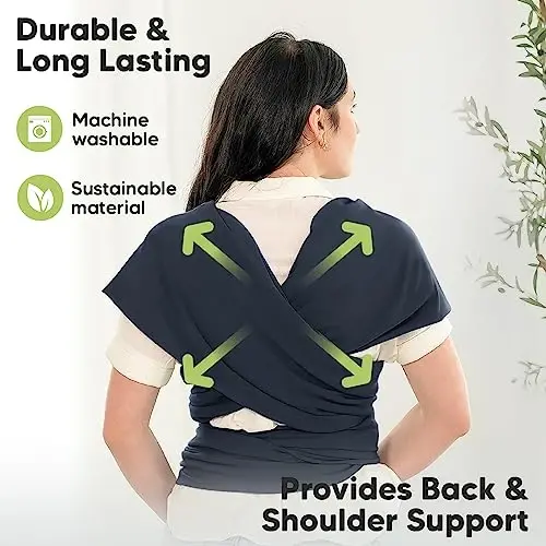 KeaBabies Baby Wrap Carrier - All in 1 Original Baby Carrier Newborn to Toddler Sling, Easy to Wear, Hands Free Bonding, Lightweight, Breathable Infant Wraps (Midnight) - 9