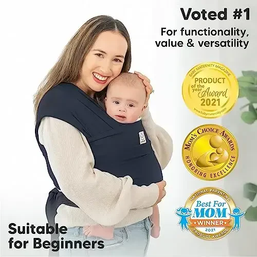 KeaBabies Baby Wrap Carrier - All in 1 Original Baby Carrier Newborn to Toddler Sling, Easy to Wear, Hands Free Bonding, Lightweight, Breathable Infant Wraps (Midnight) - 3