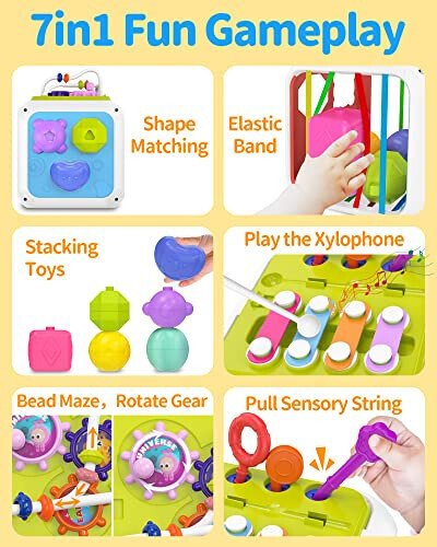 kecristv Montessori Toys for Toddler Girls Boys, Baby Sorter Learning Sensory Activity Cube, Toddler Girl Boy Birthday Gifts, Baby Toys 18+ Months - 3
