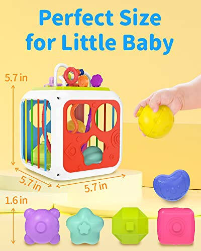 kecristv Montessori Toys for Toddler Girls Boys, Baby Sorter Learning Sensory Activity Cube, Toddler Girl Boy Birthday Gifts, Baby Toys 18+ Months - 6