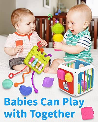 Kecristv Montessori Toys for 1 Year Old Girls Boys, Baby Sorter Toys Learning Activity Cube, 1 Year Old Girl Boy Birthday Gifts, Baby Toys 6-12-18 Months, 7-in-1 Developmental Learning Toys - 4