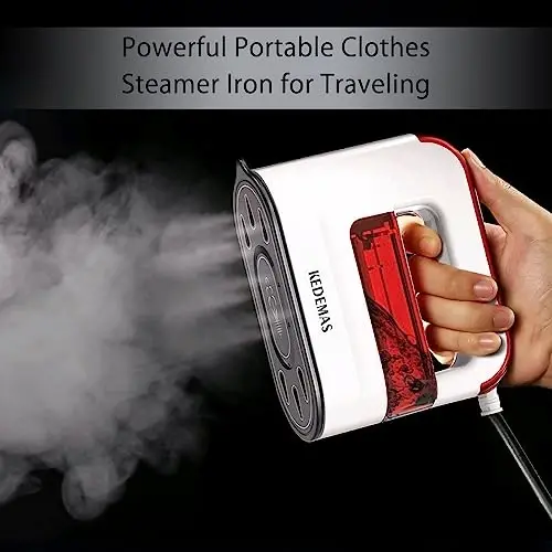 KEDEMAS Portable Steamer Iron, 1300W Travel Mini Iron, Ideal for All Fabrics, Horizontal, Vertical and Dry Ironing 40s Fast Heat-up ONLY FOR 120V (Red) - 4