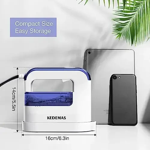 KEDEMAS Portable Steamer iron for Clothes, 1300W Mini Handheld Clothes Steamer, Horizontal, Vertical and Dry Ironing, Travel Garment Steamers for Travelling, Home, Office, ONLY FOR 120V - 6