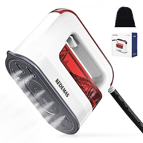 KEDEMAS Steamer Iron for Clothes,Travel Mini Iron,1300W Clothes Steamer,Fast Wrinkle Removal with Large 100ml Tank,Ideal for All Fabrics,Compact and Portable Travel Garment Steamer (Red) ONLY FOR 120V - 1