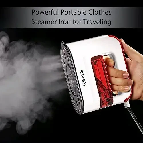 KEDEMAS Steamer Iron for Clothes,Travel Mini Iron,1300W Clothes Steamer,Fast Wrinkle Removal with Large 100ml Tank,Ideal for All Fabrics,Compact and Portable Travel Garment Steamer (Red) ONLY FOR 120V - 5