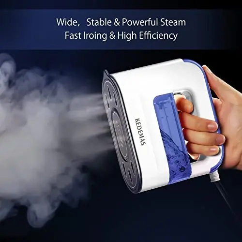 KEDEMAS Portable Steamer iron for Clothes, 1300W Mini Handheld Clothes Steamer, Horizontal, Vertical and Dry Ironing, Travel Garment Steamers for Travelling, Home, Office, ONLY FOR 120V - 4