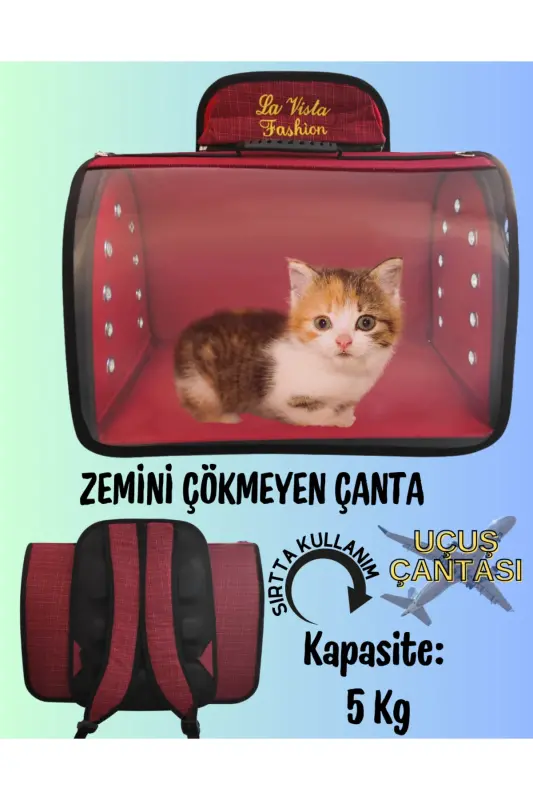 Kedi Köpek Sırt Taşıma Çantası Tomris Kırmızı-Kırmızı - LAVİSTA