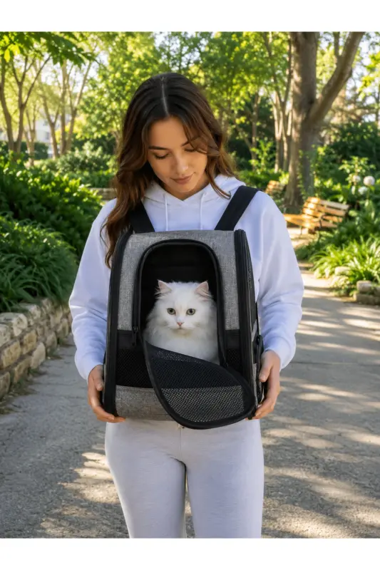 Kedi Köpek Taşıma Çantası Yıkanabilir Silinebilir Yırtılmaz Fileli Gri Hava Yolları Ve Toplu taşıma Araçları Onaylı - Lacivert - 1