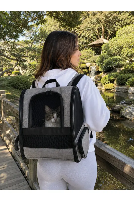 Kedi Köpek Taşıma Çantası Yıkanabilir Silinebilir Yırtılmaz Fileli Gri Hava Yolları Ve Toplu taşıma Araçları Onaylı - Lacivert - 2