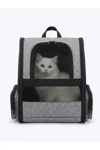 Kedi Köpek Taşıma Çantası Yıkanabilir Silinebilir Yırtılmaz Fileli Gri Hava Yolları Ve Toplu taşıma Araçları Onaylı - Lacivert - 3