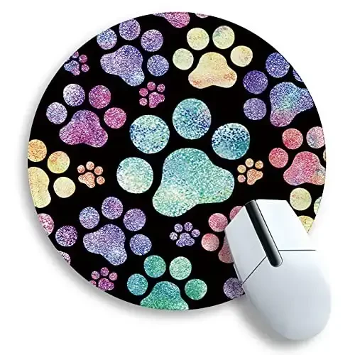 Cat Paw Round Mouse Pads for Desk, Funny Small Mousepad for Laptop Gaming, Stitched Edge Non-Slip Rubber Base, Cute Home Office Decor Desk Accessories Office Supplies Gift for Women Teen Girls - GCTRIKI