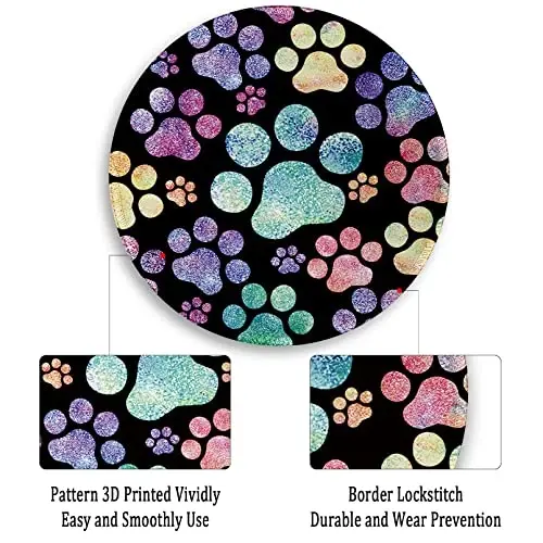Cat Paw Round Mouse Pads for Desk, Funny Small Mousepad for Laptop Gaming, Stitched Edge Non-Slip Rubber Base, Cute Home Office Decor Desk Accessories Office Supplies Gift for Women Teen Girls - 5