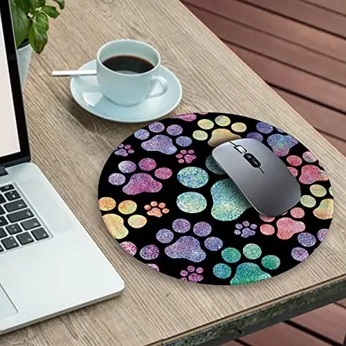 Cat Paw Round Mouse Pads for Desk, Funny Small Mousepad for Laptop Gaming, Stitched Edge Non-Slip Rubber Base, Cute Home Office Decor Desk Accessories Office Supplies Gift for Women Teen Girls - 3