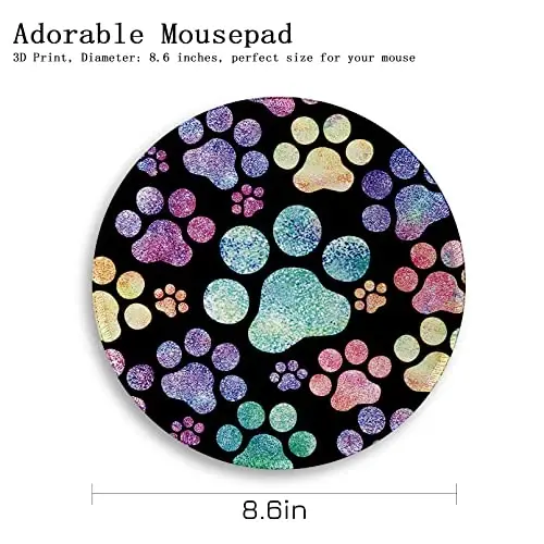 Cat Paw Round Mouse Pads for Desk, Funny Small Mousepad for Laptop Gaming, Stitched Edge Non-Slip Rubber Base, Cute Home Office Decor Desk Accessories Office Supplies Gift for Women Teen Girls - 4