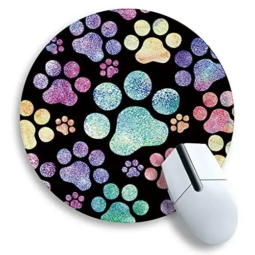 Cat Paw Round Mouse Pads for Desk, Funny Small Mousepad for Laptop Gaming, Stitched Edge Non-Slip Rubber Base, Cute Home Office Decor Desk Accessories Office Supplies Gift for Women Teen Girls - GCTRIKI