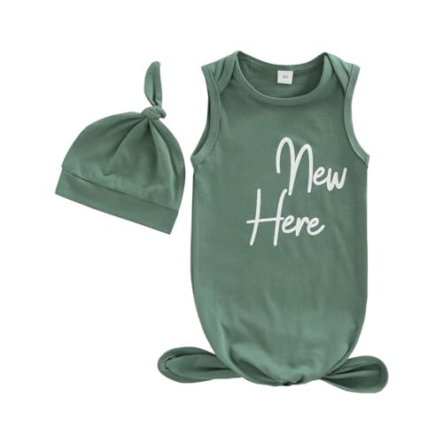 KEEADI Newborn Baby Boys Girls Hat Set Soft Viscose Infant Sleeper Baby Sleep Gown with Mittens Inner Wear - 7