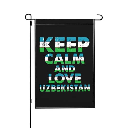 Keep Calm And Love Uzbekistan Garden Flags For Outside 12x18 Inch Double Sided Garden Flag Home Lawn Decor Flag Holiday Seasonal Welcome Flags - 1