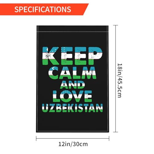 Keep Calm And Love Uzbekistan Garden Flags for Outside 12x18 Inch Double Sided Welcome Spring Summer Garden Flag Durable Patio Lawn Seasonal Decor Flag - 6