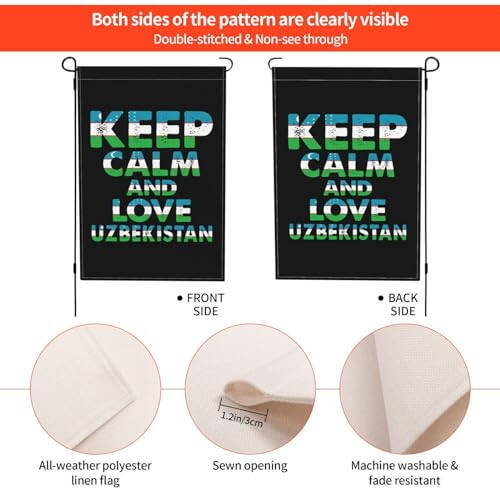 Keep Calm And Love Uzbekistan Garden Flags for Outside 12x18 Inch Double Sided Welcome Spring Summer Garden Flag Durable Patio Lawn Seasonal Decor Flag - 7