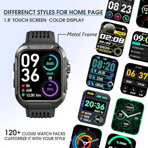 KEEPONFIT Smart Watch with Answer/Make Calls, Metal Frame 1.8