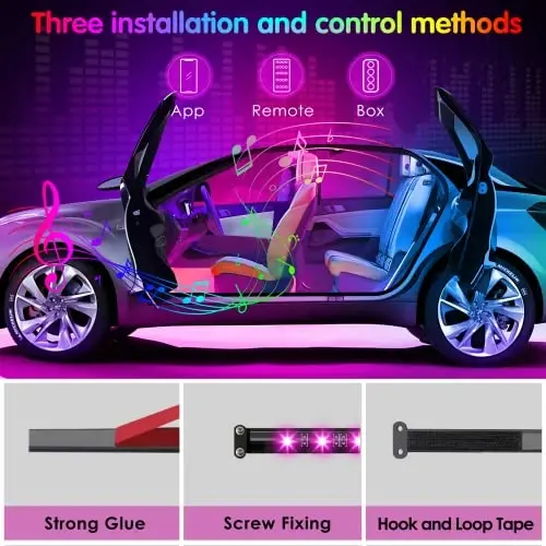 Interior Car Lights Keepsmile Car Accessories APP Control with Remote Music Sync Color Change RGB Under Dash Lighting with Charger 12V LED Lights Running Board Lights - 5