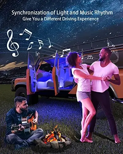 Keepsmile Interior Car Lights Accessories APP Control with Remote Music Sync Color Change RGB Under Dash Car Lighting with USB Charger 12V 2A Led Lights for Jeep Truck - 4