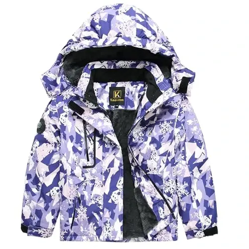 Keevoom Boys Girls Winter Coat Ski Jacket Windproof Waterproof Kids Snowboard Warm Fleece Snow Coats - 1