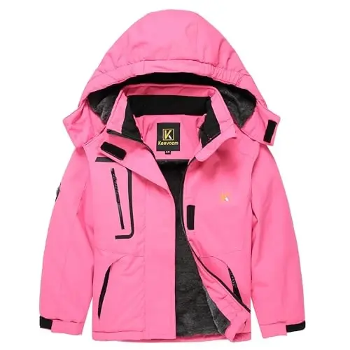 Keevoom Boys Girls Winter Coat Ski Jacket Windproof Waterproof Kids Snowboard Warm Fleece Snow Coats - 1