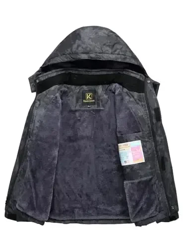 Keevoom Boy's Waterproof Ski Jacket Qishki Issiq Qalin Qor Palto Shamolga chidamli Fleece Bolalar Tashqi Kiyimli Qorli Snoubord Kurtkalari - 5