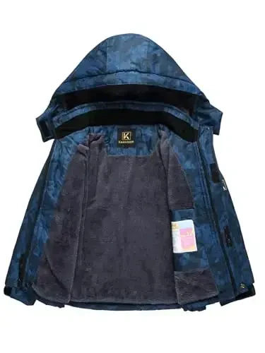 Keevoom Boy's Waterproof Ski Jacket Winter Warm Thick Snow Coat Windproof Fleece Kids Outdoor Hooded Snowboard Jackets - 3