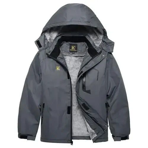 Keevoom Boy's Waterproof Ski Jacket Winter Warm Thick Snow Coat Windproof Fleece Kids Outdoor Hooded Snowboard Jackets - 2