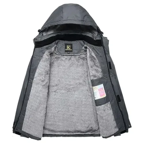 Keevoom Boy's Waterproof Ski Jacket Winter Warm Thick Snow Coat Windproof Fleece Kids Outdoor Hooded Snowboard Jackets - 4