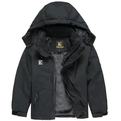 Keevoom Boys Winter Coat Ski Jacket Windproof Kids Snowboard Warm Fleece Snow Coat Waterproof Outdoor Hooded Ski Coats - 3