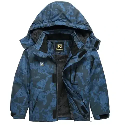 Keevoom Boys Winter Coat Ski Jacket Windproof Kids Snowboard Warm Fleece Snow Coat Waterproof Outdoor Hooded Ski Coats - 3