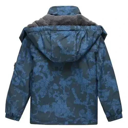 Keevoom Boys Winter Coat Ski Jacket Windproof Kids Snowboard Warm Fleece Snow Coat Waterproof Outdoor Hooded Ski Coats - 4