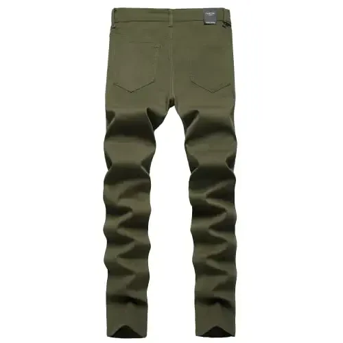 Keevoom erkaklar stretch tor ko'rinishidagi tekis old dizaynli moda uslubidagi qulay qattiq kundalik slim fit biznes kostyumi chinos shimlar - KEEVOOM (1)