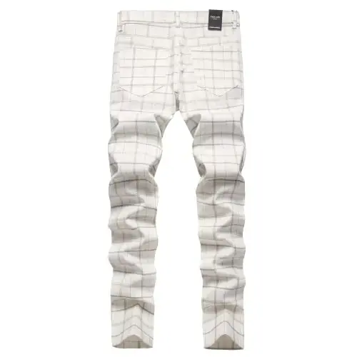 Keevoom Erkaklar uchun Plaid Shimlar Streç Skinny Slim Fit Tekis Old Tasodifiy Modasi Qulay Qattiq Qalam Biznes Kiyinish Chinos Shimlar - KEEVOOM (1)